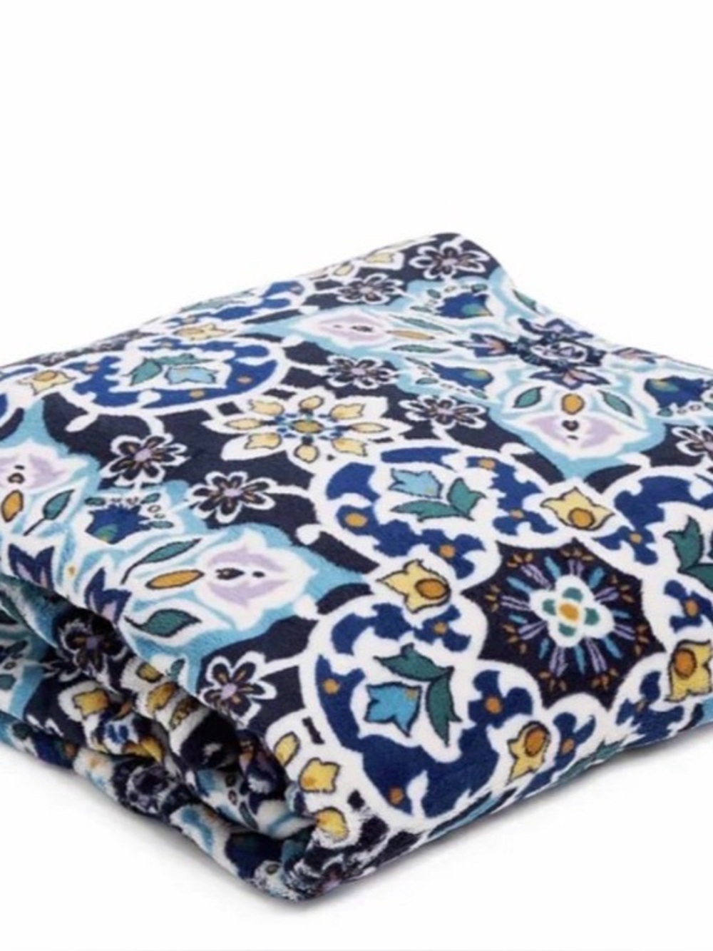 Vera Bradley Lisbon Medallion Throw Blanket 80”x50” Fleece Soft Cozy Blue